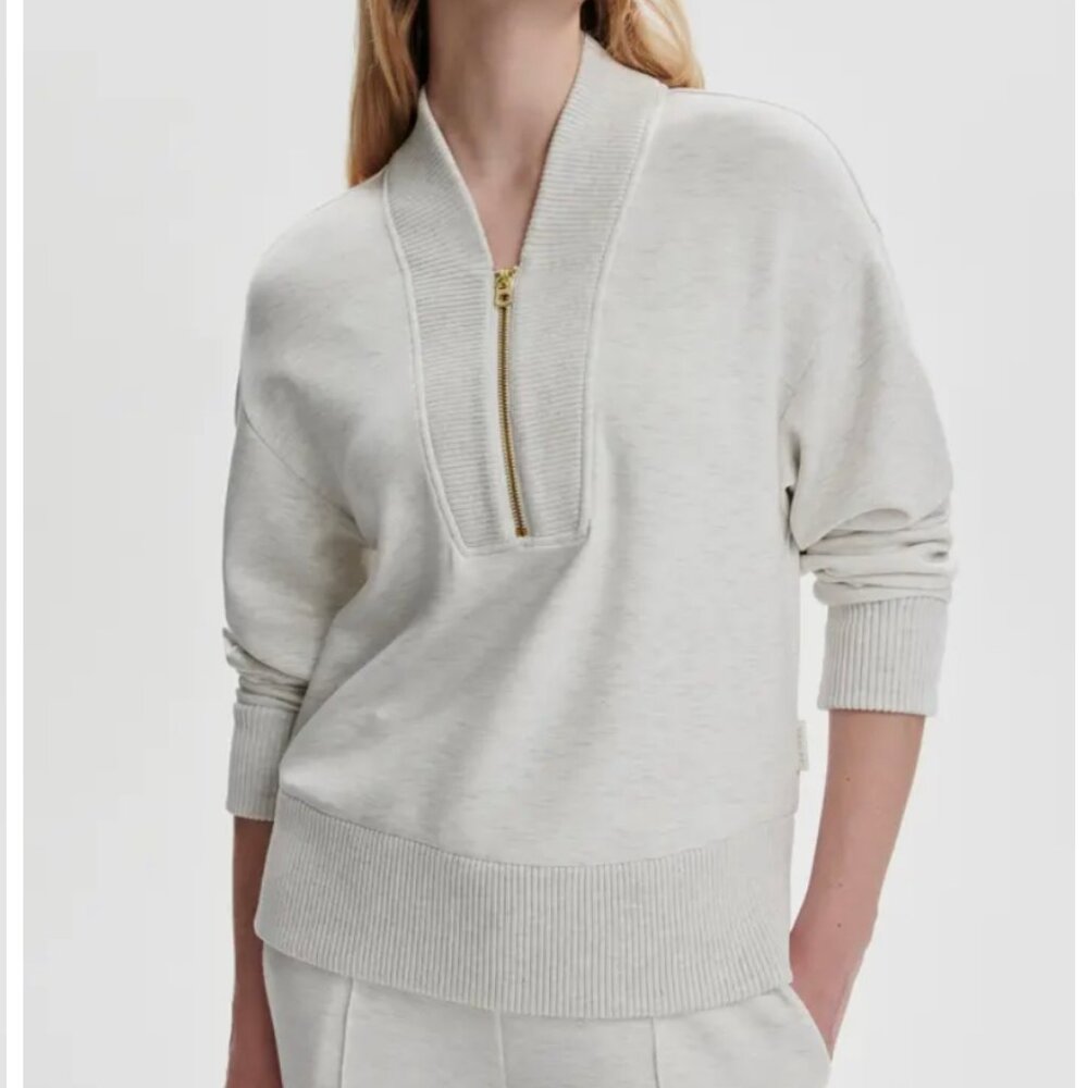 Varley Sally Half Zip Sweat in Ivory Marl